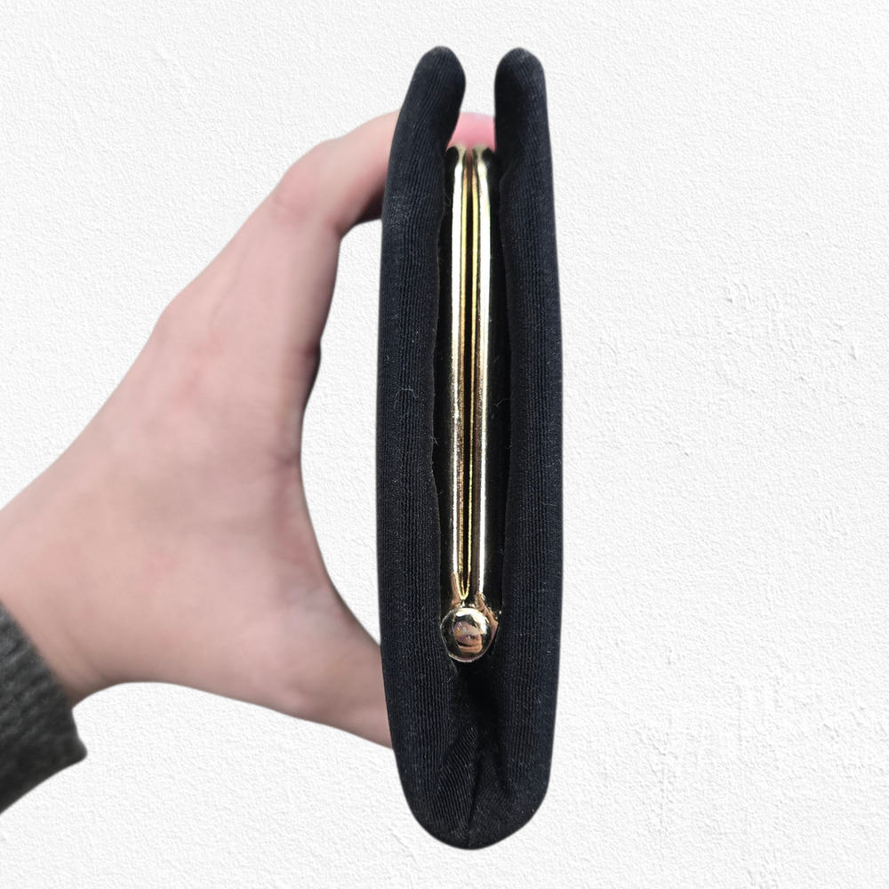 1940s Vintage Black Evening Clutch Kiss Lock Vintage Slim Formal Handbag USA - Picture 5 of 12